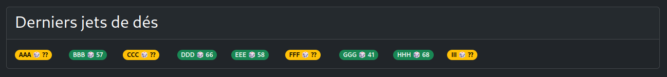 Derniers jets de dés